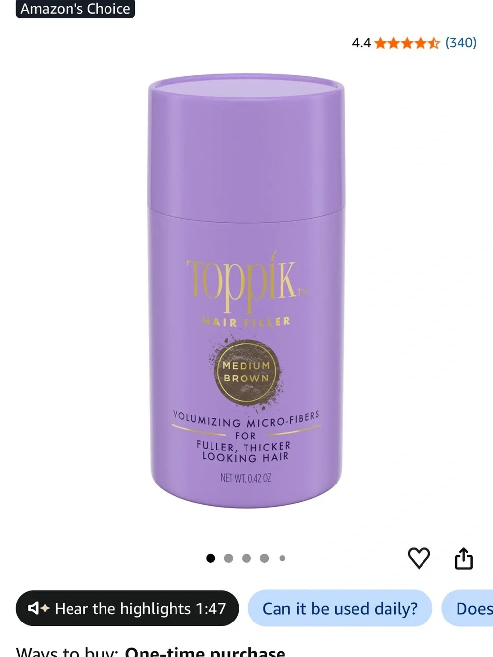 Dark Brown Hair Filler — Volumizing Micro-Fibers (Purple Bottle)